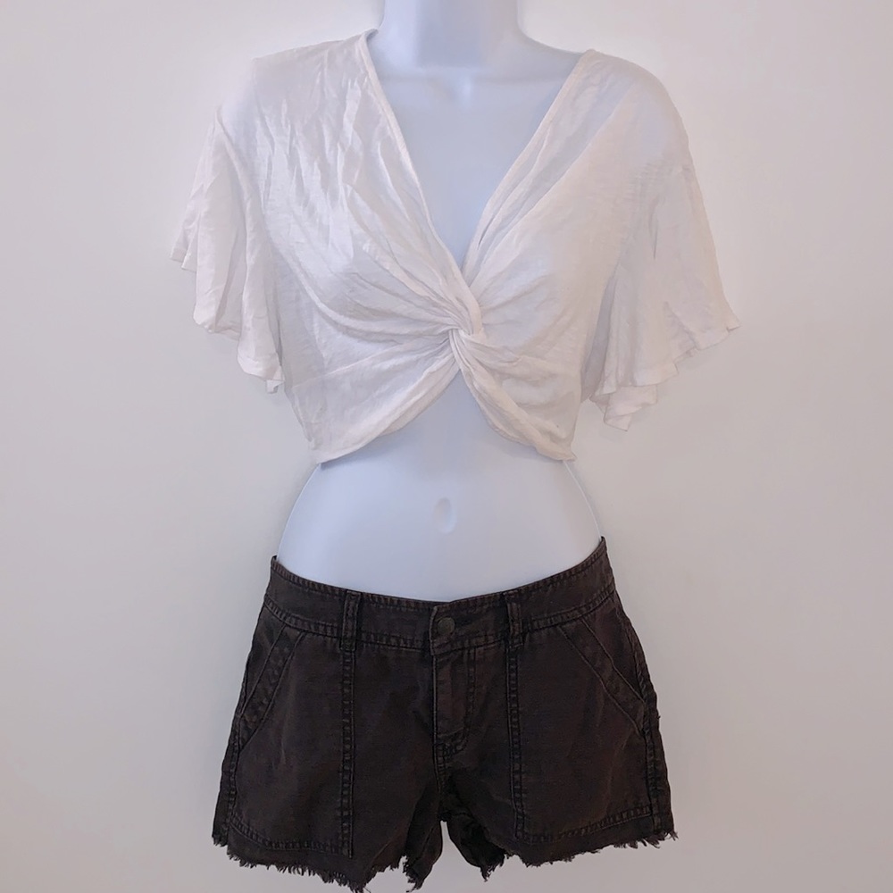 Free People Brown Low Rise Denim Shorts